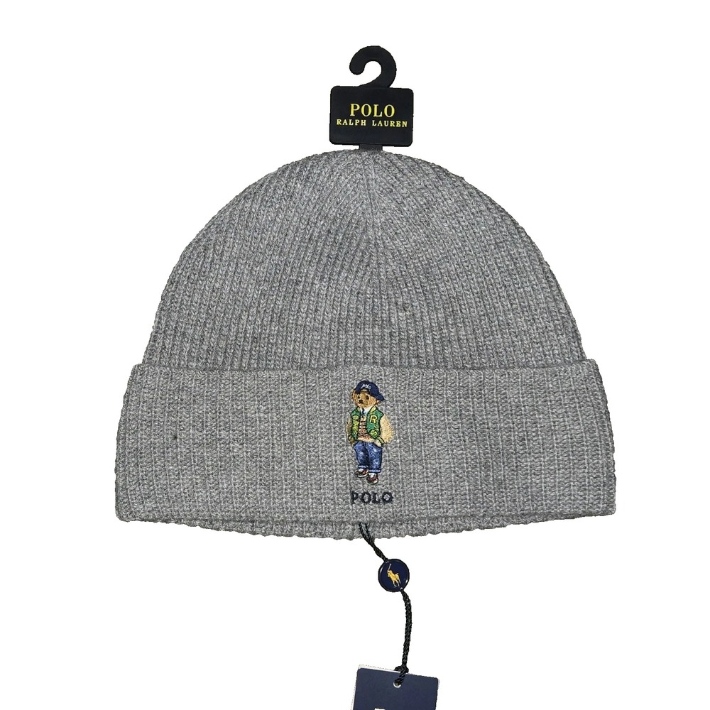 Polo Ralph Lauren Polo Bear Letterman Knit Beanie Hat Winter Ski Cap Mens NWT